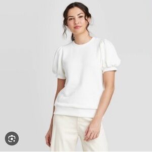 A New Day Puff Sleeve Short Sleeve Sweatshirt